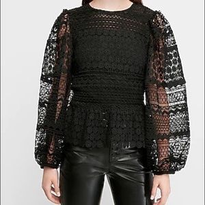 Express crotchet lace long sleeve top